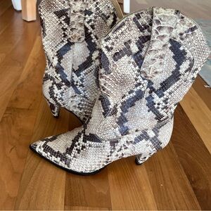 Larroude Size 6 Snakeskin Booties, Used and Excellent Condition